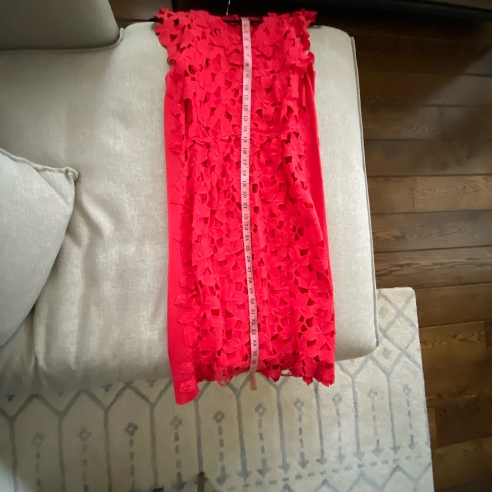 Elie Tahari Morgan Red Macrame Lace Overlay Dress - Picture 14 of 14
